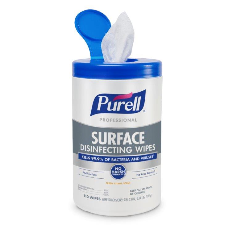 PURELL® Professional Surface Disinfecting Wipes 110ct Canister, 7"x8" Wipes