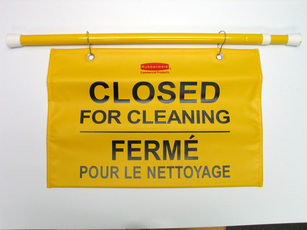 Multilingual "Closed for Cleaning" Hanging Doorway Safety Sign