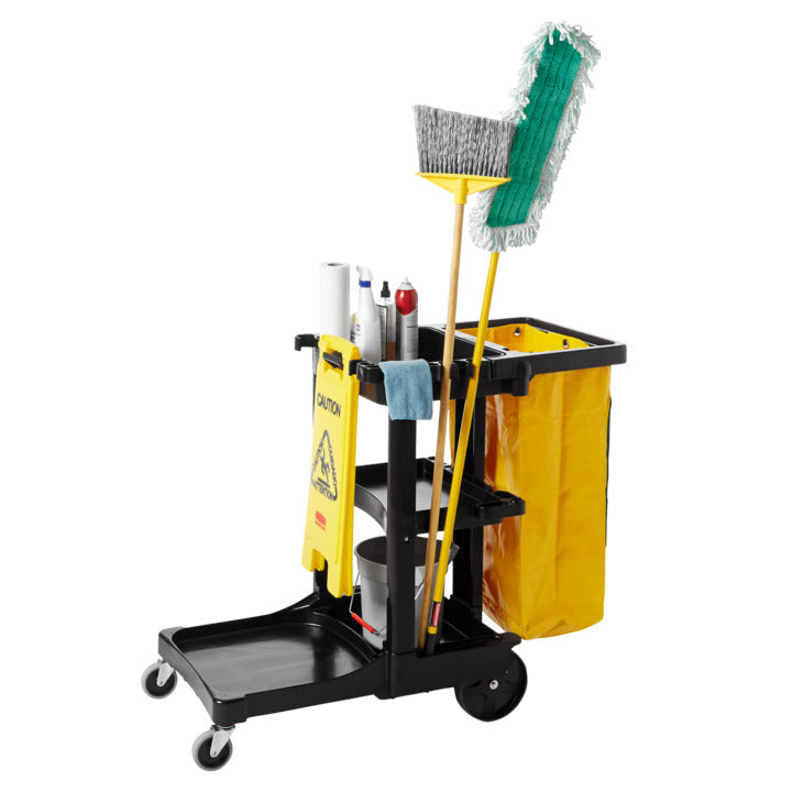 Black Janitorial Cleaning Cart